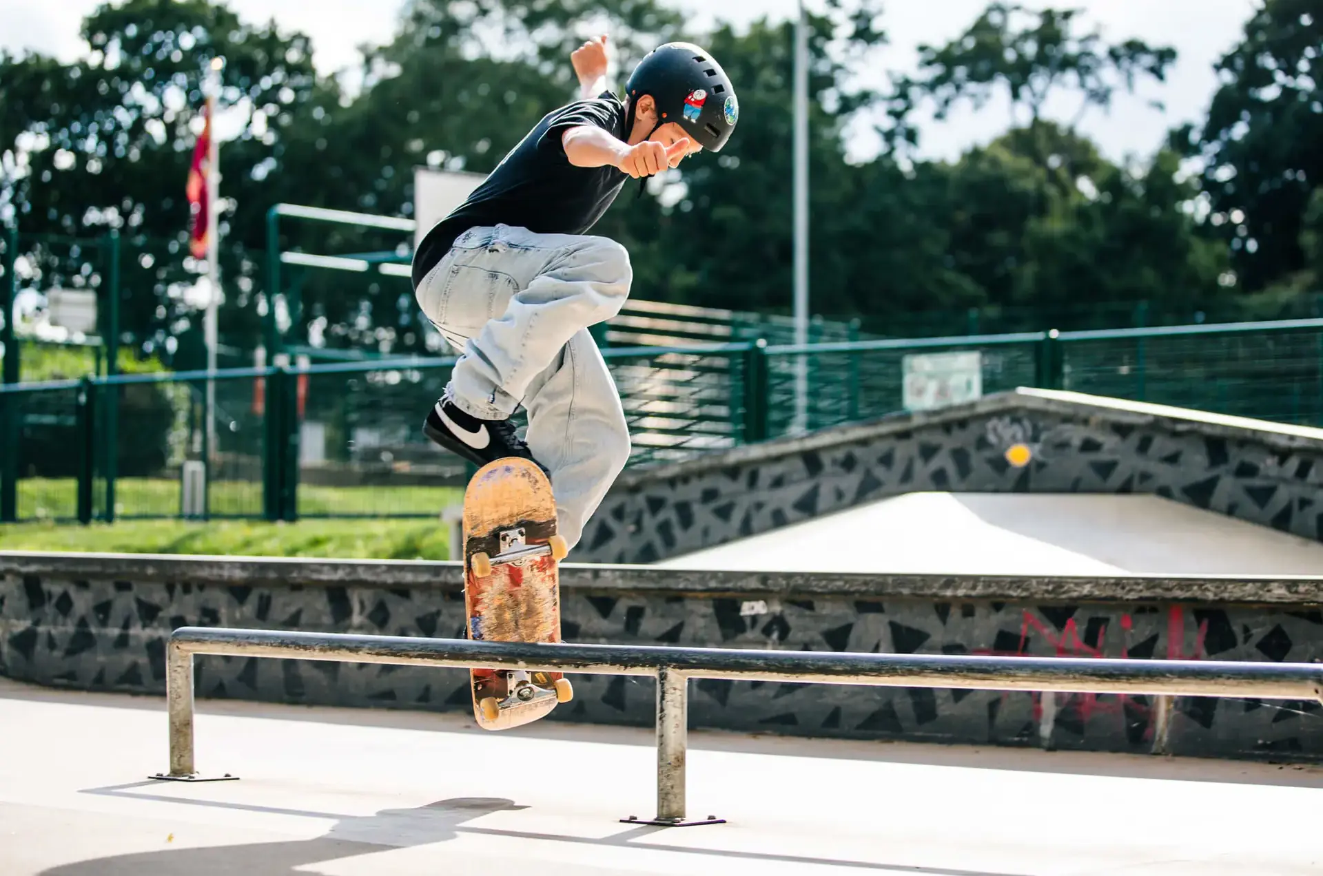 Senior School pupil skateboarding